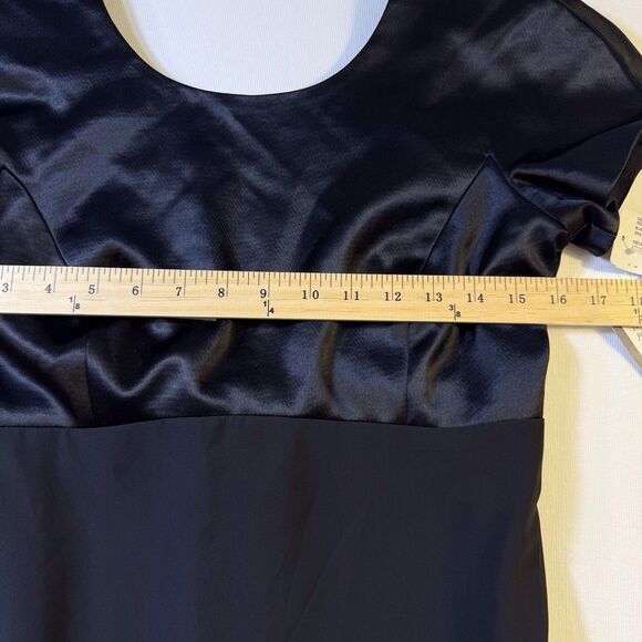 Jones New York Evening Dress Size 4 Black Maxi Sheath Satin Top Low Back NWT - Picture 7 of 16